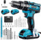 Perceuse Visseuse Sans Fil, Visseuse Devisseuse Sans Fil 21V, Perceuse Percussion 42Nm avec 2 Batteries 2.0Ah, 25+3 Réglages de Couple, LED, 2 Vitesses, 30 Accessoires pour la Bricolage