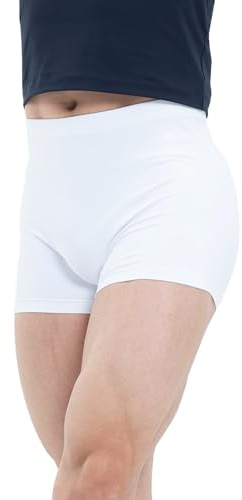 s.lemon Men Dance Shorts, Adult Stretch Fitted Bike Tight for Gymnastics Ballet Dance 9335 White 175-L
