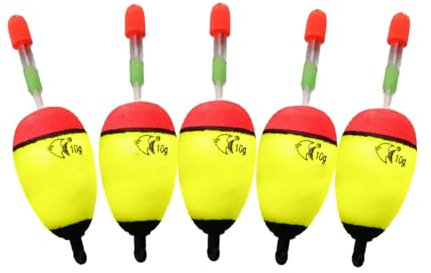 Mrchrogge Schwimmer Angeln, Angelposen Set mit Nachleuchtend Knicklichter Bissanzeiger, Wasserkugel Angeln, Eva Posen Schwimmend, Gummistopper Schnurstopper für Nacht- und Süßwasserangeln (10 Gramm)