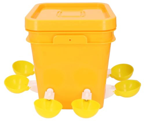 Focket Suministro Automático de Pollo, Suministro de Agua a sí Mismo de Gran Capacidad con bajo Derrame para Pavo de Ganso de Pato de Pollo (Tazas de Agua Amarilla)
