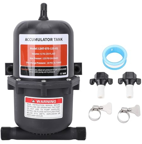 Fafeicy RV-ackumulatortank, Vattentryckstank för Pump 0,75L Förtryck 10-125psi med 1/2in MNPT-portmontering, för RV-båtvagnssystemet