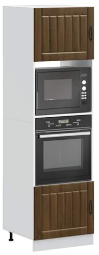 SKTQYQO Armadi Forno 2 Pezzi in Legno Multistrato Rovere Marrone con Scomparto Ampio e Piedini Regolabili per Forno e Microonde, Design Salvaspazio e Facile da Pulire, Stabile
