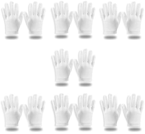 7Pairs White Cotton Gloves, Thickened Moisturising Gloves for Dry Hands Eczema, Sleeping Lotion Hand Spa Treatment Gloves Repair Rough Cracked Dry Chapped Hands Skin