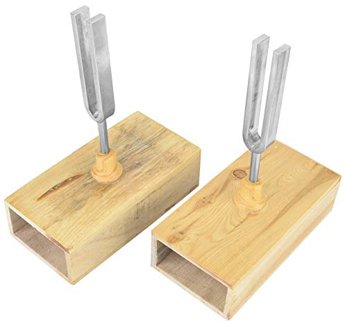 Diapasón 440 HZ Vibración 440 HZ Diapasón con caja de resonancia de madera, juego de afinación de tono de canto de acero para instrumento experimental de virbración de sonido