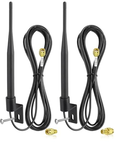 Eightwood Utomhus 6dBi Dual Band 2,4 GHz, 5 GHz, 5,8 GHz, vattentät WiFi-antenn med RP-SMA/SMA-fäste med 300 cm RG174-kabel för Wi-Fi-router, IP-övervakningskamera