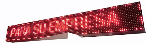 Cartel LED programable con Sensor de Temperatura y Reloj (128x16, Rojo) / Letrero programable/Pantalla programable/Pantalla de Texto/Rótulo Luminoso/Reloj electrónico