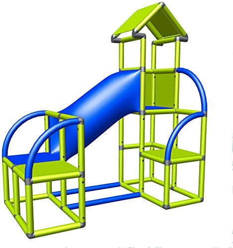 move and stic 6434 - Kletterturm Felix mit Blauer Krabbelröhre und Ausstieg (apfelgrün blau)