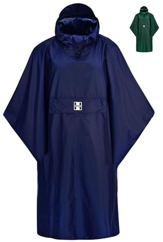 HOCK RAIN STAR Poncho de Pluie Extra Long avec Capuche et Poche Poitrine - 100% Imperméable - Protection Légère Unisexe - Cape