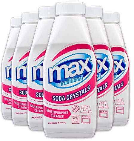 Max Traditional Soda Crystals, 450g, 6 Pack - Powerful Multipurpose, Dishwasher, Washing Machine Cleaner - Fast Acting Soda Crystals with Lasting Results