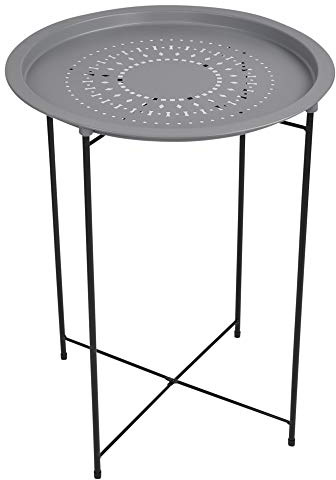 URBNLIVING Folding Metal Round Bistro Coffee Table (Grey)