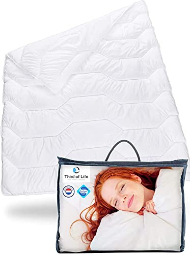 Third of Life Edredón de Verano 100x135 cm Blanco | Colcha Ligera con Control de la Humedad y Alta Transpirabilidad | Higiene Óptima para Personas Alérgicas | Nórdico para Niños y Bebés