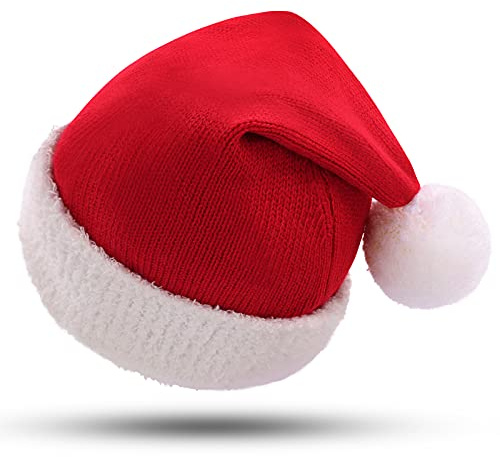 KONVINIT Cappello di Natale per bambini, caldo e confortevole, rosso, lavorato a maglia, Babbo Natale, per bambini, 0, 1, 2, 3, 4, 5 anni, 100