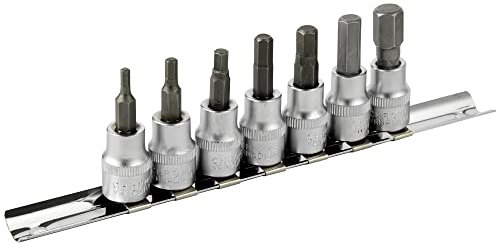 DAKCOS Hex Bit Socket Set 3/8 Drive 7 Pieces Metric 3mm - 10mm Allen Socket Kit Premium S2 Alloy Steel
