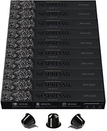 Nespresso Original Cápsulas de Café Ristretto, 100 Cápsulas para Máquina de Café, Cafetera, Tueste Intenso con Notas Afrutadas…
