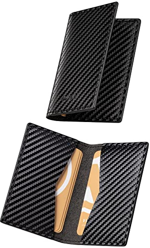VULKIT Porte Carte de Visite Porte Carte Homme et Femme Slim Porte-Cartes Cuir pour 20 Cartes de Visite, Fibre de Carbone