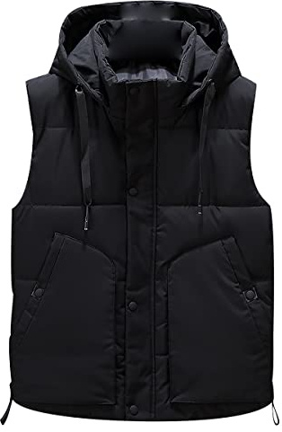 Chaleco Camuflaje Hombre Invierno Casual Chalecos Acolchados Hombre Abrigo Chaleco Capucha Acolchado Guateado Grueso Chaqueta Sin Mangas para Hombre con Bolsillos Caballero Tallas Grandes Negro 7XL