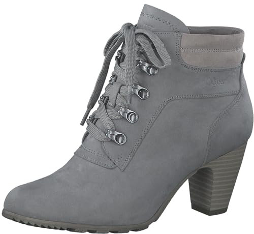 s.Oliver Damen Schnürstiefel mit Absatz Elegant Bequem, Grau (Grey), 39 EU