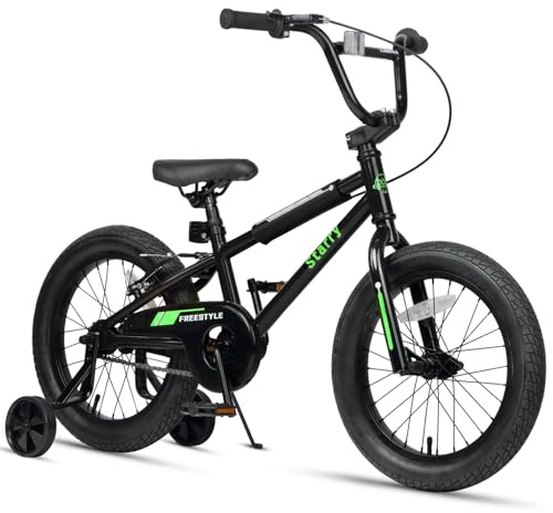 cubsala 16 Inch Little Kids Bike for Over 4 Years Old Boys Girls Youth BMX Style Bicycle with Training Wheels Coaster & Rear V Brake, Black