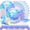 Huaxintoys Winter Schneeflocke Partygeschirr,61 Stück Schneeflocke Partyzubehör Set Einschließlich Tischdecke,Teller,Becher und Serviette für Weihnachten Winter Wonderland Partygeschirr Dekoration
