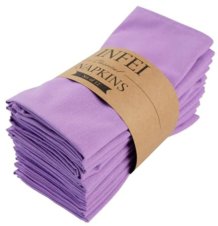 INFEI Tovaglioli di stoffa in cotone tinta unita - Set di 12 (17 x 17 pollici) - per eventi e uso domestico (Lavanda)