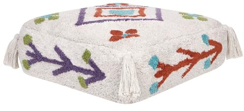 Beliani Cuscino da terra per bambini in cotone quadrato con motivo geometrico a rombi 55 x 55 x 20 cm Bianco Multicolore