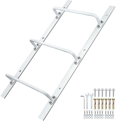 Zwinz 3-Step Window Well Ladder Straight, Heavy Duty Steel Wall Mounted Ladder, Powder-Coated Basement Egress Window Ladder 34.2 Lx17.3 W, White