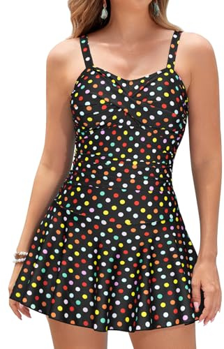SHEKINI Femme Maillot de Bain Une Pièce Jupette Elégant Ruched Bandeau Robe de Plage Abdominal Contrôle Amincissante Sport Réglable Jupette Bikini de Plage