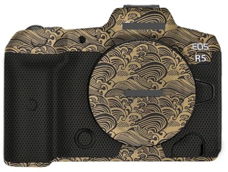 Anti-Scratch Camera Skin Wrap R5 Sticker Coat Vinly Protective Film Body Protector Decals Cover for Canon EOS R5 R 5 (Wave Gold)