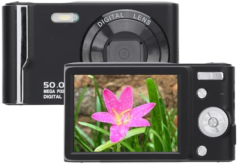 4k 50MP Digitalkamera, 4k Vloggningskamera med 2,8 Tums LCD-skärm, 16x Digital Zoom, Anti Shake Autofokus Retro Kompaktkamera med Blixt för Resor (Svart)