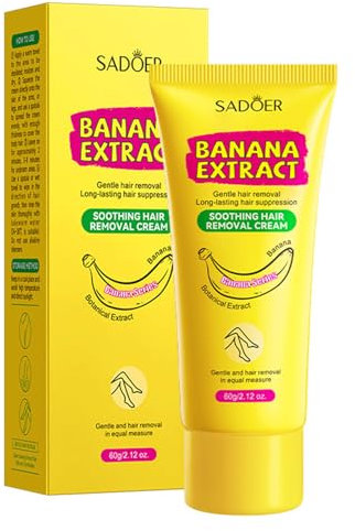 Bananenextrakt Enthaarungscreme - Beruhigend Und Sanft Haarentfernungscreme Für Intimbereich, Arme, Beine, Achselhöhlen - Körperbehaarung Hemmen - Hair Removal Cream Für Männer Und Frauen - 60g