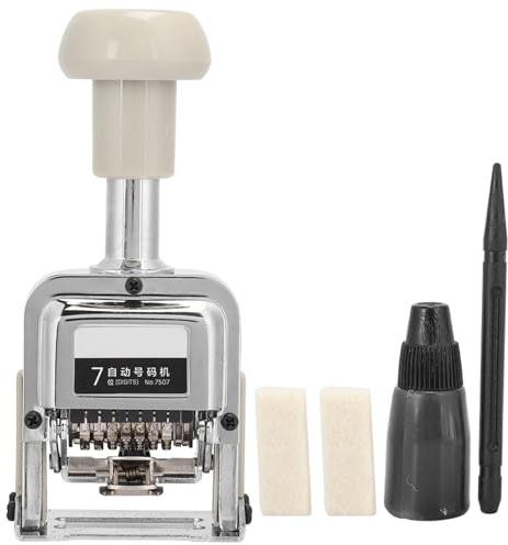 7 Digits Self Inking Number Stamp Metal Number Stamps Kit for Numbering Consecutive Office School Desktop Stationery, Wide Application, Easy to Use, Practical, Fine Workmanship,