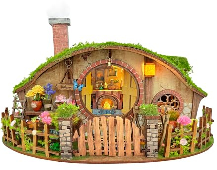 DIY Miniature House Kit, Magic Ring House Book Nook for Adults | Hobbit House Model Kit 3D Wood Puzzle for Bookshelf Decor, Birthday Gift for Family, Friends