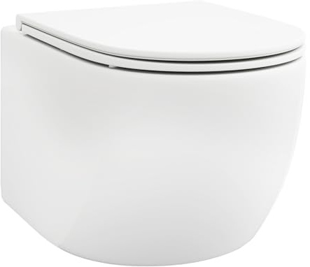 GOPLUS Inodoro Suspendido, con Sistema de Doble Descarga de 4L/6L, Asiento Amplio, Tapa del Inodoro Extraíble con Diseño de Cierre Lento, Retrete de Pared para Baño, 54 x 36,3 x 40 cm, Blanco