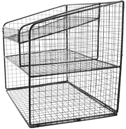 VILLFUL Organizer da Scrivania in Metallo Nero Medio con Vassoi Porta Documenti e Supporto per Telefono Scaffale Porta Lettere e Accessori per Ufficio Multiuso e Resistente