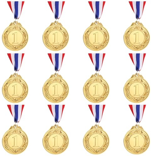 Simpeak 12 Pezzi Medaglie Premiazioni Metallo, Medaglie per Il Primo Vincitore per Campioni Sportivi a Tema Olimpico Bomboniere per Feste Cerimonia Incentivi per Studenti Giochi diurni, 2 Pollici (1)