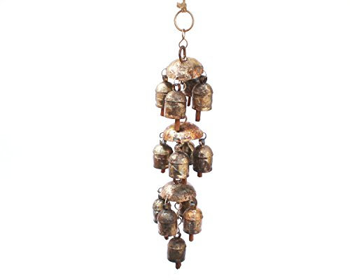 De Kulture Bell Metal Chandelier Wind Chime Hanging Bells for Home Garden Balcony Decor Ideal for New Year Anniversary Birthday Party Decoration Brown, 2x13 (DH) Inches