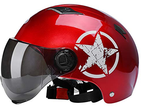 Casque Électrique Adulte De Vélo, Casque De Vélo De Protection Amovible, Remplacement du Pare-Soleil Amovible, Casque De Vélo De Route De Montagne Réglable pour Hommes Et Femmes Adultes,Rouge