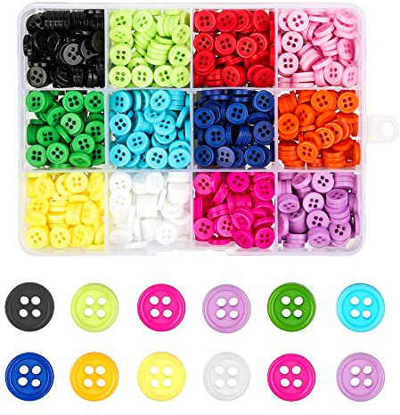 Ysimple 960Pcs Craft Buttons Set, 12 Colour Resin Sewing Buttons with Box