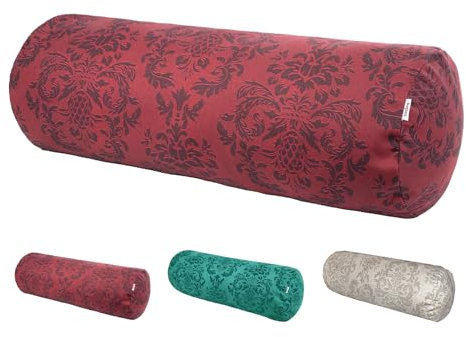 beties Epoche Nackenrollenbezug ca. 25x70 cm Kissenbezug mit 3D Ornament auf Baumwolle Halbpanama-Bindung aus deutschem Unternehmen in hochwertiger Qualität (Karmin-rot)