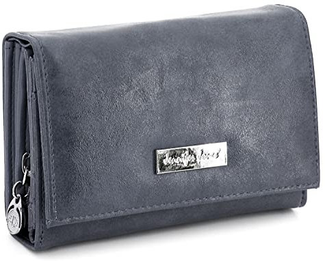 ekavale Damen Geldbörse viele Fächer, Damen Portemonnaie aus Kunstleder, Geldbeutel für Frauen (Grau)