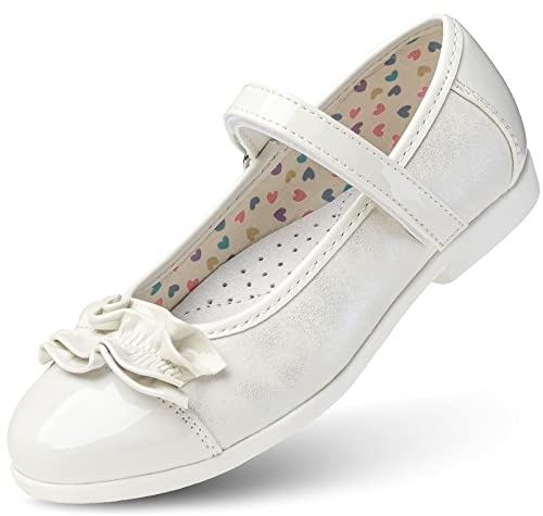 Wojtyłko Kommunionschuhe für EIN Mädchen schön Mary Jane Ballerinas mit Lederinnensohle bequem (Beige, EU Schuhgrößensystem, Jugendliche, Numerisch, M, 34)