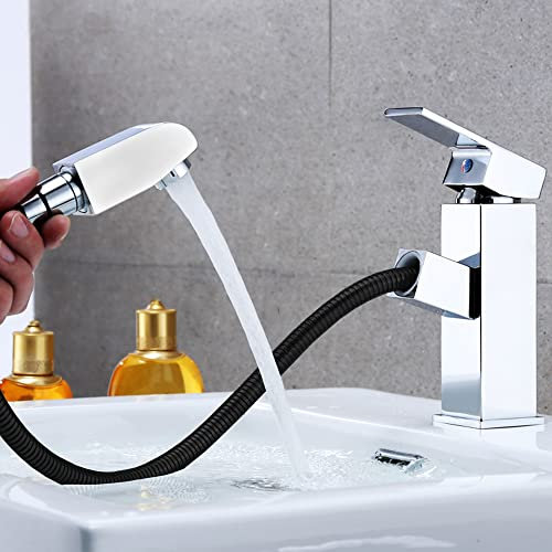 Grifo lavabo extensible acero inoxidable monomando agua fria y caliente con 2 mangueras incluidas grifo lavabo extensible grifo lavabo con ducha extraible grifos para lavabos de baño grifo de lavabo