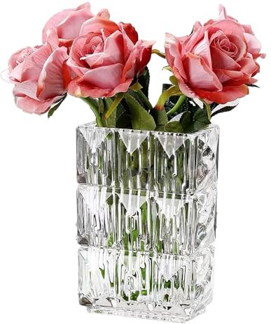 Jarrón de cristal rectangular para flores y cultivo hidropónico, con forma de libro moderno (15 x 10 x 20 cm)