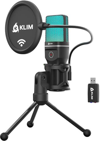 KLIM Muse - Wireless Gaming Mikrofon - Neu + Kompatibel mit PC, Mac, PS4, PS5, Switch + Professionelles Desktop Standmikrofon mit Popfilter + Aufnahme für Gaming, Streaming, YouTube Podcasts ASMR