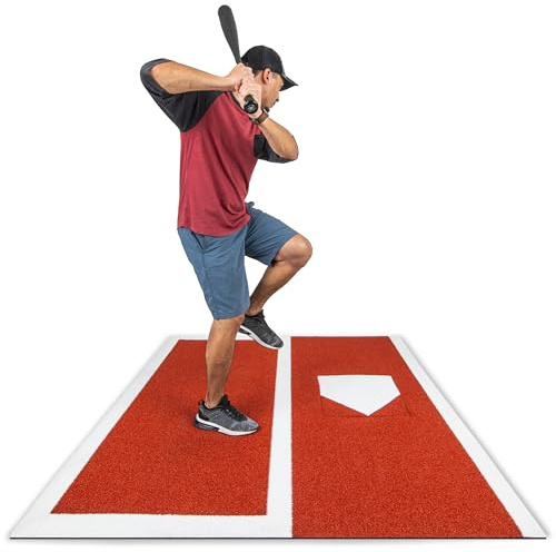 GoSports Baseball/Softball Turf Batting Mat - 6 ft x 5.5 ft Switch Hitting Design with Reversible Home Plate