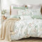 Lanqinglv Ropa de cama de 220 x 240 cm, color verde y blanco, hojas y flores, diseño de plantas, reversible, multicolor, microfibra, funda nórdica con cremallera y 2 fundas de almohada de 80 x 80 cm