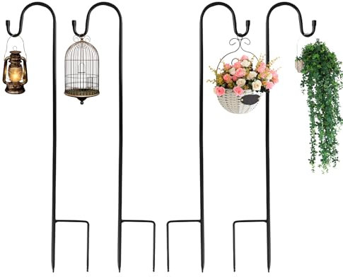 90cm Crochets de Berger pour Jardin, 4 Pièces Crochets de Jardin en Métal, pour Cages à Oiseaux, Lampes Solaires, Lanternes, Mariages, Paniers à Plantes