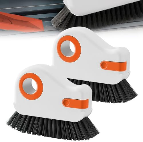 Lonwiner 2 en 1 cepillo de limpieza para ranuras de ventana,marco de ventana,cepillo de limpieza multifuncional,cepillo de limpieza de juntas con cerdas duras y raspador oculto