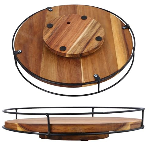 Plato Giratorio Especias, Especiero Giratorio Madera 25cm, Bandeja Giratoria Redonda Organizador Antideslizant, Relota Especieros Soporte Giratorio Pare Cocina Armario Despensa Frigorífico (30cm)