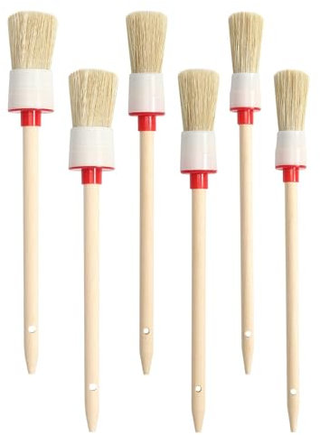 Weenwill Borstenpinsel,6 Stück Pinsel Rund 20mm/25mm/30mm Professionelles Naturholz Rundpinsel Ringpinsel Set Wachspinsel zum Streichen von Wänden und Möbeln für den Hausgebrauch